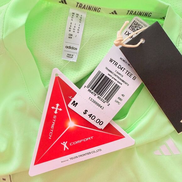 NWT Adidas WTR D4T Green Crewneck Mesh Back AEROREADY Stretch Training Tee Sz M - Picture 8 of 11